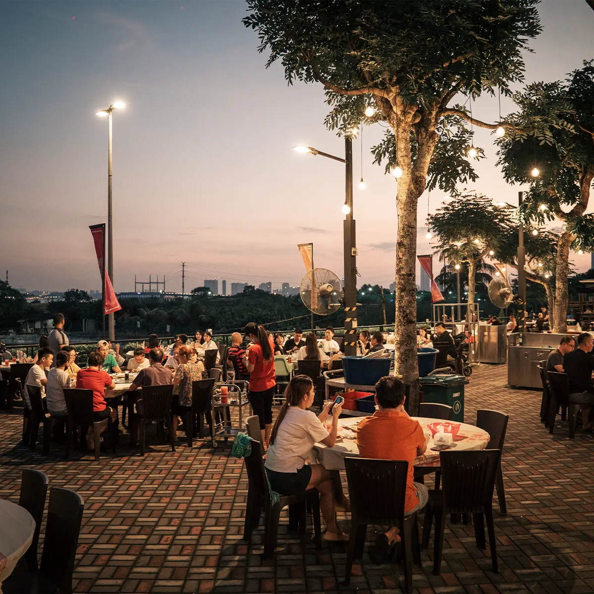 Dining area evening view - Senibong Bay Seafood