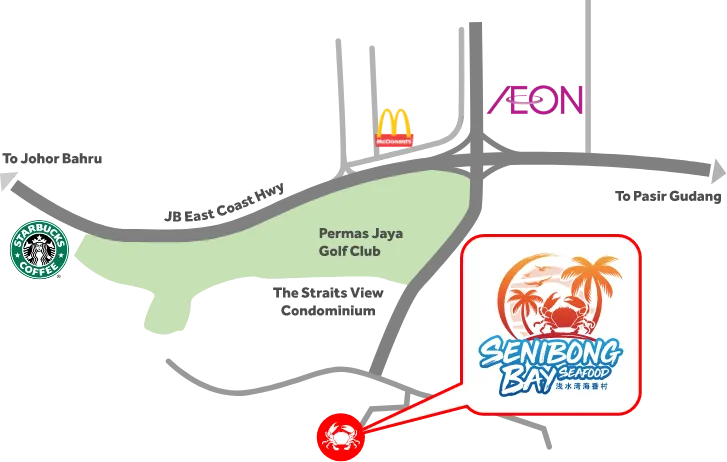 Location map of Senibong Bay Seafood Restaurant